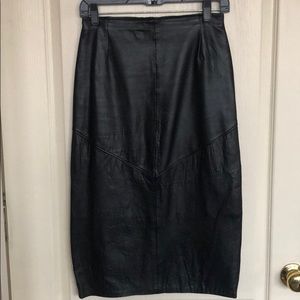 Vintage Firenze Santa Barbara Black Leather Skirt #0023